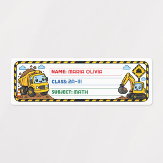 Cute Truck Custom School Name Labels