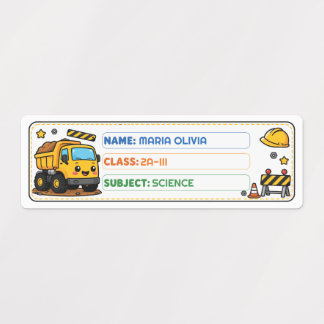 Cute Truck Custom School Name Labels