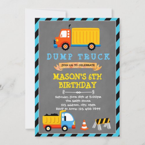 Cute truck theme birthday invitation