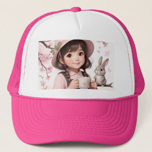 Cute Trucker Hat: Anime Girl. Hat