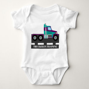 Cute trucker in training baby boys baby bodysuit