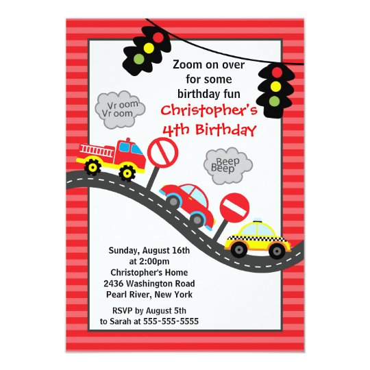 cute trucks cars birthday party invitation zazzle com