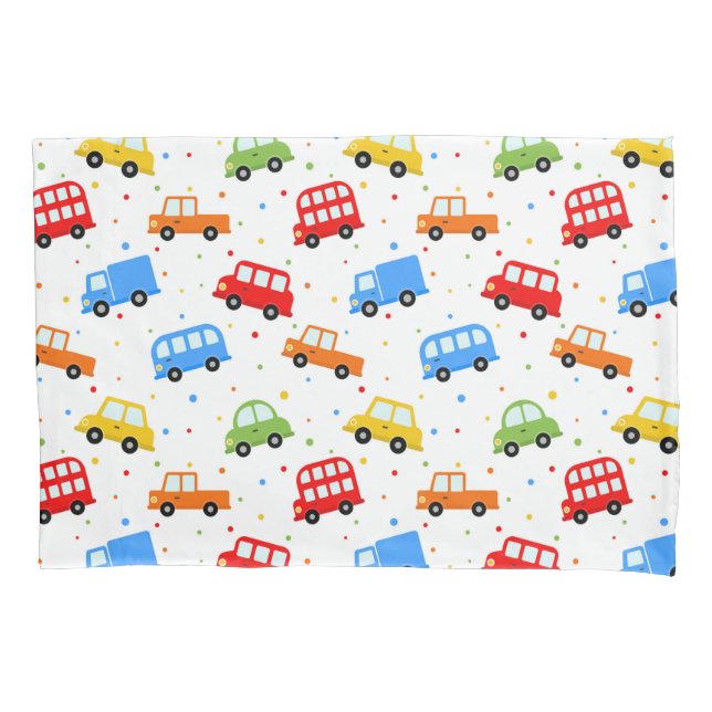 Cute Trucks Cars Buses Vehicles Bedding Boy Pillow Case (Front)