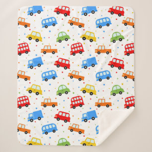 Cute Trucks Cars Vehicles Boys Bedroom Sherpa Blanket