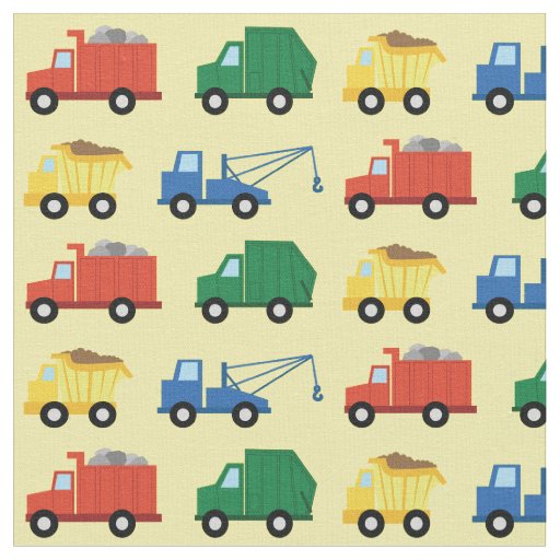 Cute Trucks Construction Kids Dump Garbage Fabric