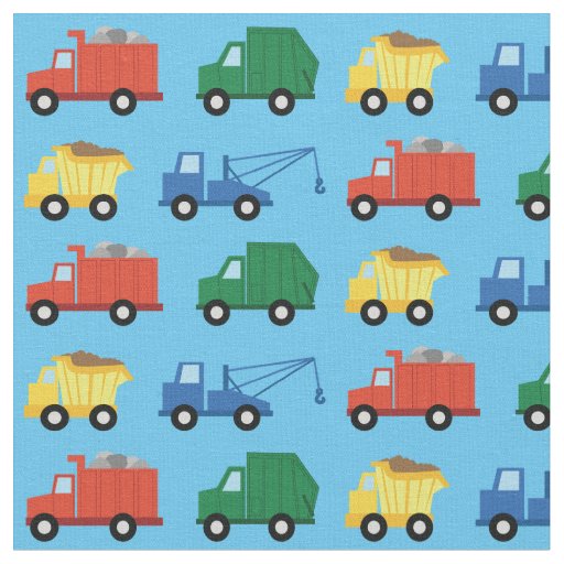 Cute Trucks Construction Kids Dump Garbage Fabric