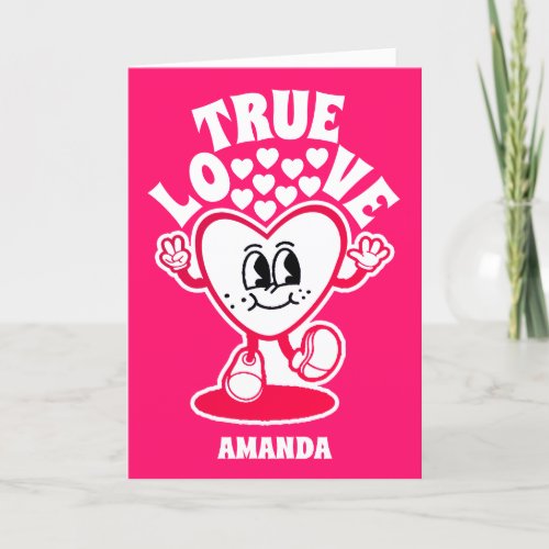 Cute True Love Heart Pink Valentines Day  Holiday Card