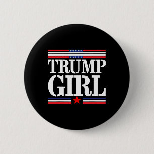 Cute Trump American Flag Women Girls Girl For Dona Button