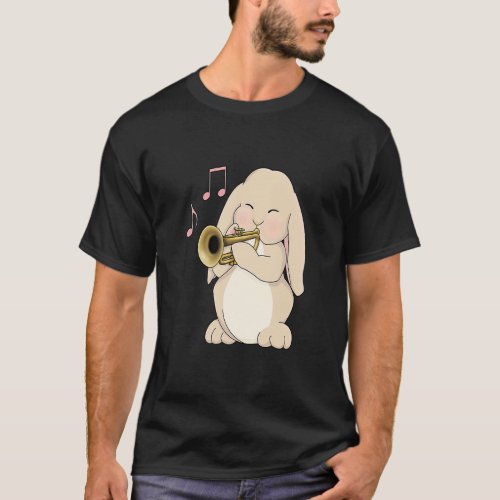 Cute Trumpet Player Bunny Rabbit Music  T_Shirt