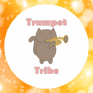 Cute Trumpet Tribe Cat Illustration  Classic Round Sticker