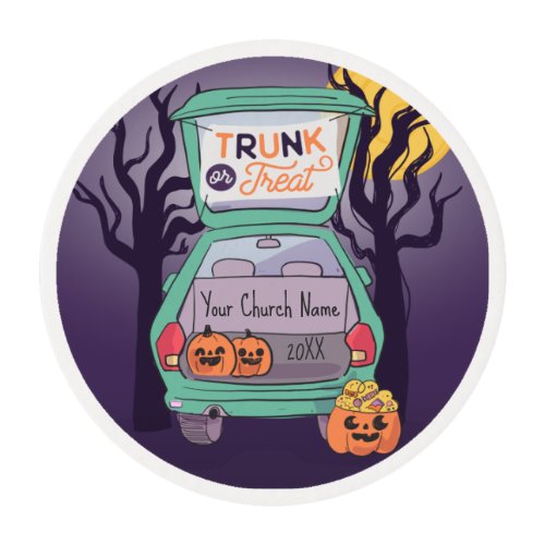 Cute Trunk or Treat Custom Halloween Edible Frosting Rounds