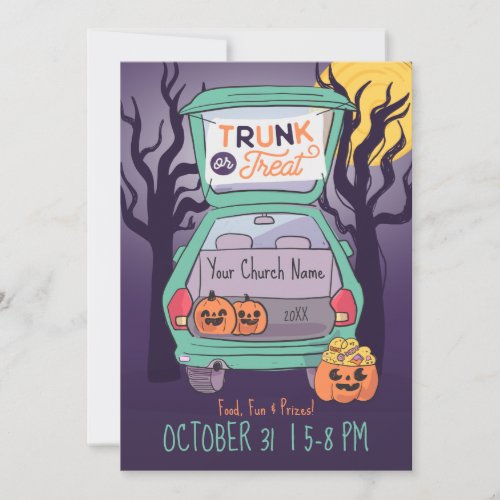 Cute Trunk or Treat Custom Halloween Invitation