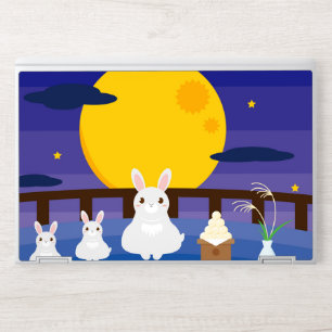 Cute Tsukimi Festival Illustration with Rabbits an HP Laptop Skin