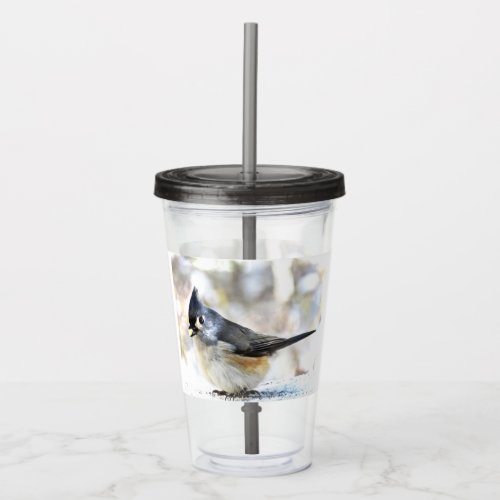 Cute Tufted Titmouse Bird Acrylic Tumbler