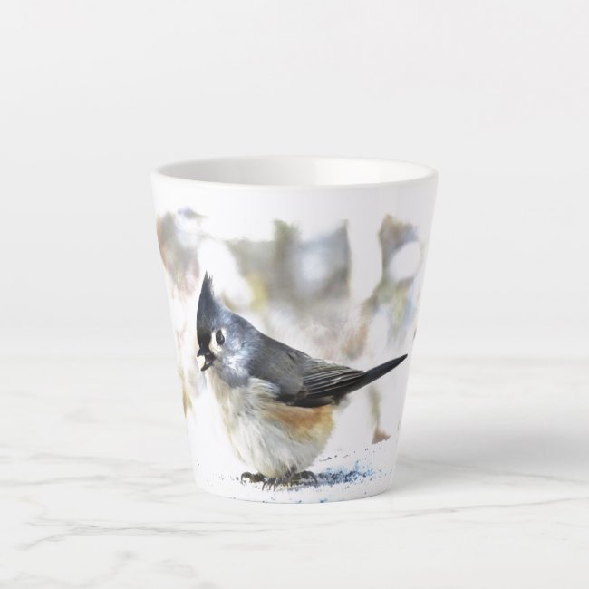 Cute Tufted Titmouse Bird Latte Mug