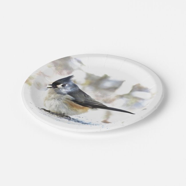 Cute Tufted Titmouse Bird Paper Plates