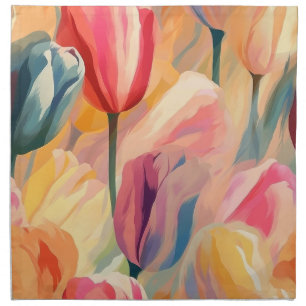 Cute tulip art painting cloth napkin