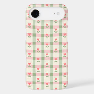 Cute Tulip Checkered Pattern   Pastel Floral  iPhone 17 Air Case