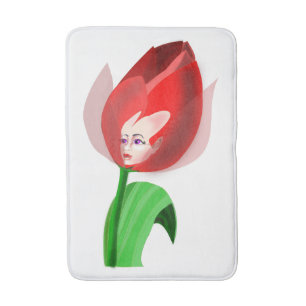 Cute Tulip Girl Bath Mat