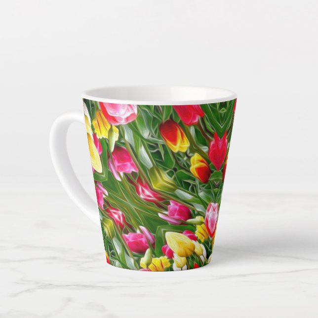 Cute tulip pattern latte mug (Left Angle)