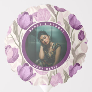 Cute Tulip Photo Birthday Balloon For Party Vibes
