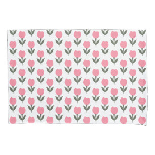 Cute Tulips flowers pattern Any background color Pillow Case