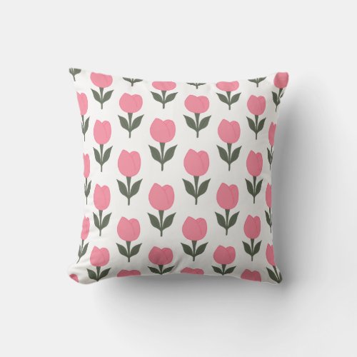 Cute Tulips flowers pattern  Any background color Throw Pillow