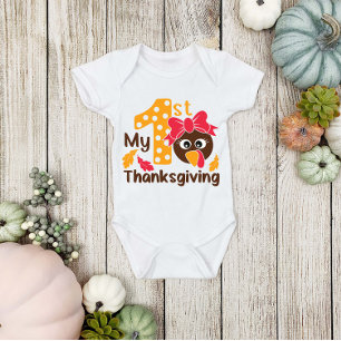 Cute Turkey 1st Thanksgiving Baby Girl Baby Baby Bodysuit