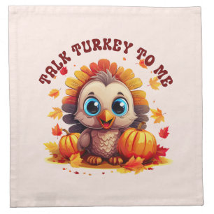 Cute Turkey and Autumn Foliage Cloth Napkin