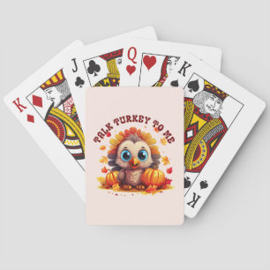 Cute Turkey and Autumn Foliage Poker Cards