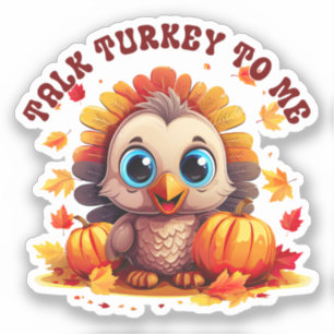 Cute Turkey and Autumn Foliage Sticker