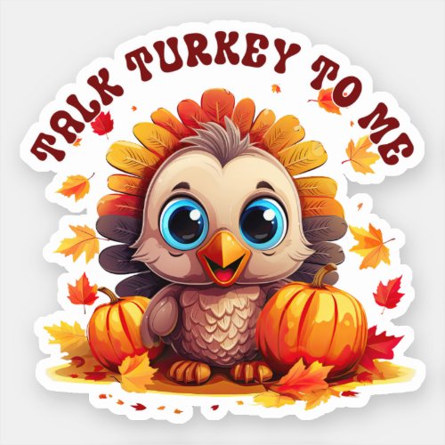 Cute Turkey and Autumn Foliage Sticker