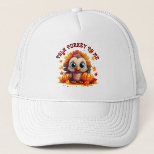 Cute Turkey and Autumn Foliage Trucker Hat