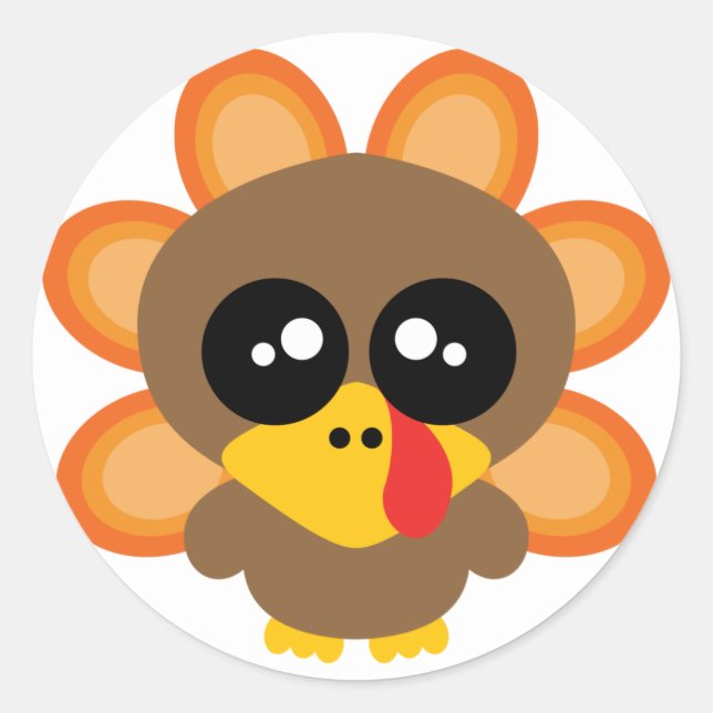 🦃 Cute turkey boy 2.0  / thanksgiving Classic Round Sticker (Front)