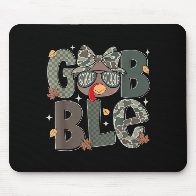Cute Turkey Camo Happy Thanksgiving Fall Kids Boy  Mouse Pad (Front)