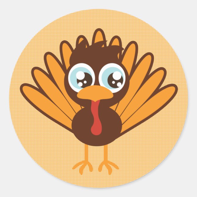 Cute Turkey Classic Round Sticker (Front)