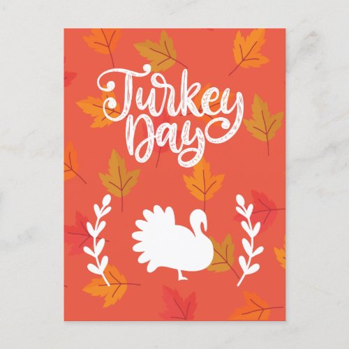 Cute Turkey Day Shape with Colorful Leaves Autumn  Holiday Postcard