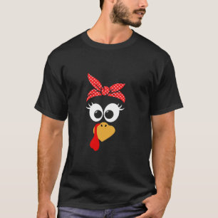 Cute Turkey Face Bandana Red Dot Pattern Thanksgiv T-Shirt