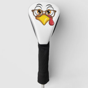 Cute Turkey Face Leopard Glasses Thanksgiving Fall Golf Head Cover