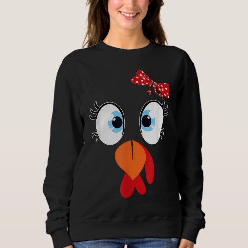Cute Turkey Face Thanksgiving Im Thankful Family  Sweatshirt