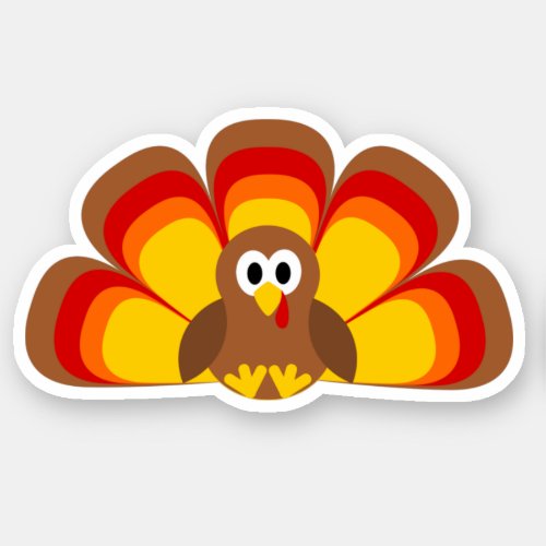 Cute Turkey Fall Colors Sticker