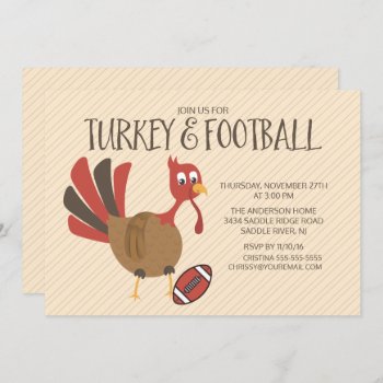 Cute Turkey & Football Thanksgiving Invitation by celebrateitholidays at Zazzle