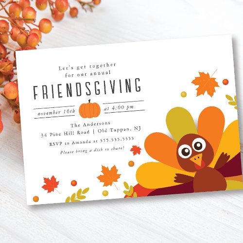 Cute Turkey Friendsgiving Invitation