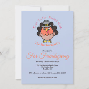 Cute Turkey Friendsgiving Thanksgiving Feast Funny Invitation