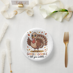 Cute Turkey & Funny Thanksgiving Vibes Paper Bowls