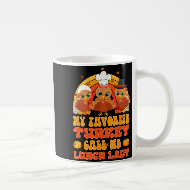 Cute Turkey Gift Funny Kitchen Staff Retro Fall De Coffee Mug (Right)