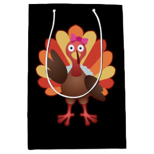 Cute Turkey Girl Gobble - Thanksgiving Gift Medium Gift Bag