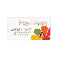 Cute Turkey Happy Thanksgiving Address Label