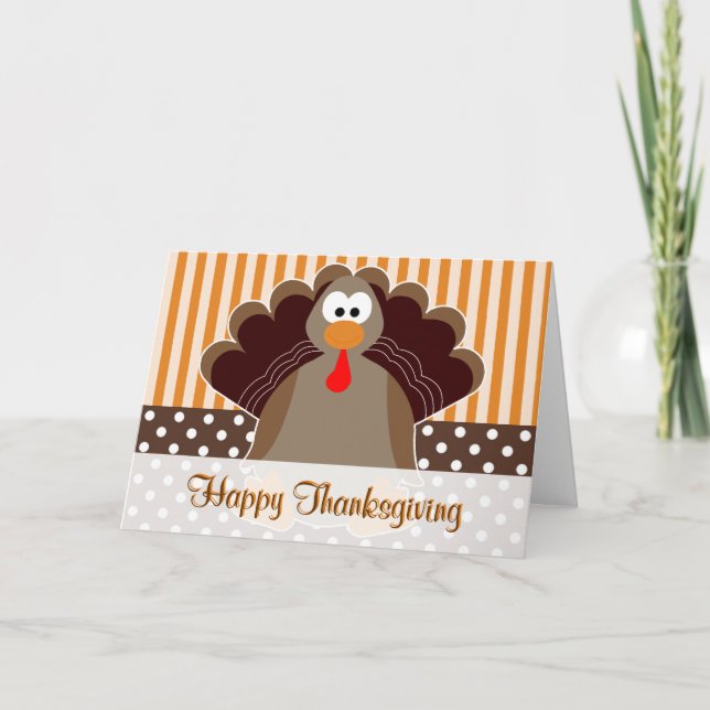 Cute Turkey Happy Thanksgiving Card (Front)