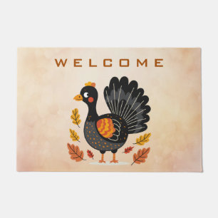 Cute Turkey Happy Thanksgiving Doormat